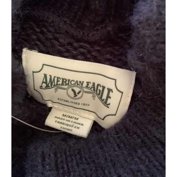 American Eagle Women's Sweater Mock Neck Ribbed Knit Blue Ombre Crop Size Med - Picture 12 of 16